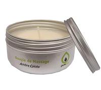 Purespa - Candela per massaggio naturale profumata, 100% sensuale e rilassante (ambra speziata, 80 gr)