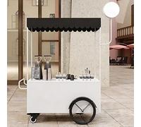 PurezmMoto Carrello Venditore Portatile Distributore In Ferro Resistente Con Stoccaggio, Ruote Bloccabili, Cabina Alimentare Mobile For Mercato Agricolo, Caffè, Ambulante(White,L 200cm/78.7in)