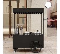 PurezmMoto Carrello Venditore Portatile Distributore In Ferro Resistente Con Stoccaggio, Ruote Bloccabili, Cabina Alimentare Mobile For Mercato Agricolo, Caffè, Ambulante(Black,L 180cm/70.9in)