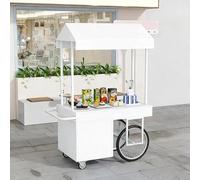 PurezmMoto Espositore Da Esterno Con Baldacchino, Carrello Della Spesa Con Ruote, Robusto E Durevole, Adatto A Centri Commerciali E Strade Pedonali(White,140x60 cm/55.1x23.6 in)