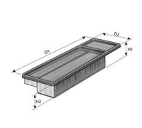 PURFLUX filtro aria A1455 cartuccia 357x131x50 mm
