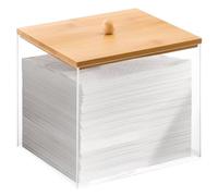 Puricon Supporto per Asciugamani Monouso, Scatola di Stoccaggio in Acrilico con Coperchio in Legno, Organizzatore per Salviette per Il Viso da Mettere Sul Comodino del Bagno -Nature