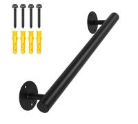 Purife Corrimano per scale in metallo nero resistente da interno, 0,49 m, montato a parete - Kit corrimano per scale in ferro - Per garage, seminterrato, gradini del portico, ringhiere per terrazza