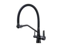 Purification de l'eau Robinet de Cuisine Noir Chaud et Froid Rotatif Tire en Laiton Matériau d'évier mélangeur et Lavage du Robinet (Grigio a)