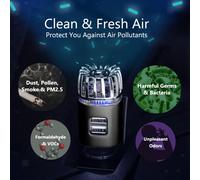 Purificatore d'aria per auto 2 in 1 con doppio caricatore USB 12V Deodorante