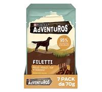 PURINA ADVENTUROS Snack per Cani Adulti High Meat Filetti con Pollo, Grain Free 7 Confezioni da 70g