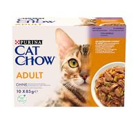 PURINA CAT CHOW | Gatto per adulti | Borsa per il pranzo | Agnello e fagiolini in salsa | 10 x 85 g | Scatola