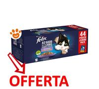 Purina - Felix Ghiottonerie Multipack Mix con Pollo, Manzo, Salmone e Tonno da 44x85g