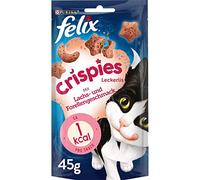 Purina Felix Crispies o smaku łososia i pstrąga, przekąski dla kotów, 8 x 45 g (360 g)