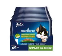 Purina Felix Le Ghiottonerie Cibo Umido per Gatti con Manzo e Carote e con Pollo