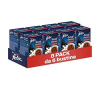 Purina Felix Soup Original Cibo Umido per Gatti con Manzo, Pollo e Agnello, 8 Confezioni con 48 Buste da 48g