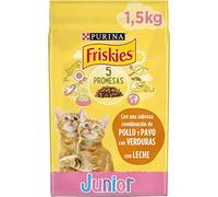 Purina Friskies Mangime per gattino, Junior, Bambino, fino a 1 anno con Pollo, Tacchino e Verdure, 6 sacchetti da 1,5 kg
