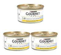 Purina Gourmet Diamant Sfilaccetti con Pollo per Gatti, 85g (Confezione da 3)