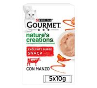Purina Gourmet Nature's Creations Exquisite Puree Snack Gatti con Manzo e Pomodoro, 55 Bustine da 10g