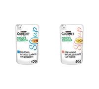 Purina Gourmet Nature's Creations Soup Umidi Gatto con Tonno Naturale e Gamberetti 32 Buste da 40g Ciascuna & Purina Nature's Creations Soup Umido Gatti Salmone Naturale