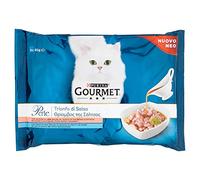Purina Gourmet Perle Trionfo di Salsa Cibo Umido per Gatti con Tonno e Salmone - 4 Buste da 85 g