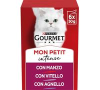 Purina Mon Petit Intense Cibo Uùmido per Gatti Con Manzo, Agnello, Vitello, 48