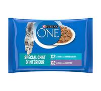 PURINA ONE 4 x 85 g - Indoor Tonno e Vitello