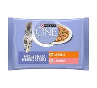 PURINA ONE 8 x 85 g - Coat & Hairball Pollo e Salmone
