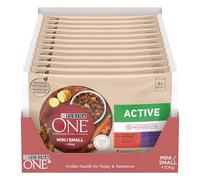 PURINA ONE Active Small&Mini Cibo Umido per Cani Adulti, 48 bustine da 85g | Cibo Umido per Cani Adulti < 10kg in Salsa con Manzo e Anatra