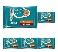 Purina One Adult Filettini in Salsa Cibo Umido per Gatti Pollo e Manzo, 4 buste da 85g (Confezione da 5)