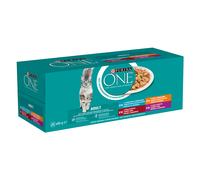 Purina ONE Adult cibo umido per gatti con pollo, manzo, agnello e pesce marino 40 x 85 g
