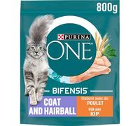 PURINA ONE BIFENSIS COAT & HAIRBALL cibo per gatti secco, ricco di pollo, confezione da 6 (6 x 800 g)