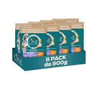 PURINA ONE Bifensis Coat & Hairball Crocchette per Gatti Adulti Ricco in Pollo e Cereali Integrali 8 Sacchi da 800g
