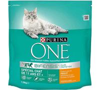 PURINA ONE Bifensis - Gatto da 11 Anni in su, crocchette con Pollo e Cereali Completi, per Gatti Anziani, Confezione da 1,5 kg, Confezione da 6