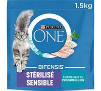PURINA ONE | BIFENSIS | Speciale gatto adulto sterilizzato con digestione sensibile e appetito delicato | Aiuta a mantenere un forte sistema immunitario | Crocchette | A Pesce di mare | Borsa |