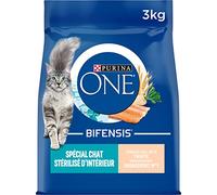 PURINA ONE | BIFENSIS | Speciale gatto sterilizzato per interni | Crocchette | Aiuta a controllare il peso, mantenere un sistema urinario sano, rimuove i peli dello stomaco | Trota | Borsa |