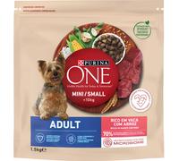 PURINA ONE Small Mini < 10kg Cibo per cani adulti con manzo e riso 1,5kg