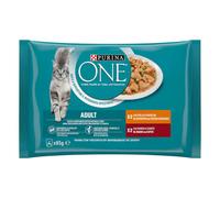 Purina One Cat Adult filettini in salsa multipack 4x85 gr 2 x Pollo e Fagiolini 2 x Manzo e Carote - 1° ORDINE? scegli lo sconto BZR5 / BZR20 + 200 punti fedeltà