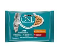 Purina One Cat Adult filettini in salsa multipack 4x85 gr - Pollo e fagiolini - Manzo e carote - 1° ORDINE? scegli lo sconto BZR5 / BZR20 + 200 punti fedeltà