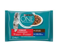 Purina One Cat Sterilised filettini in salsa multipack 4x85 gr - Salmone e carote - Tacchino e fagiolini - 1° ORDINE? scegli lo sconto BZR5 / BZR20 + 200 punti fedeltà