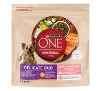 Purina One Dog Adult Mini/Small Delicate Duo con Salmone e riso 1,5 kg - Croccantini per cani - 1° ORDINE? scegli lo sconto BZR5 / BZR20 + 200 punti fedeltà