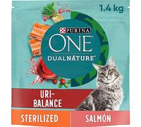 Purina ONE Dual Nature Cibo per gatti Sterilizzato con mirtillo e salmone, 6 sacchetti da 1,4 kg