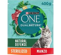 PURINA ONE Dualnature Natural Defense Crocchette per Gatti Adulti Sterilizzati Crocchette con Manzo e Spirulina 8 Sacchi da 400g