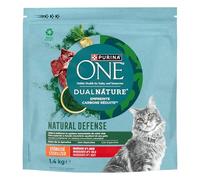 PURINA ONE | DualNature | Natural Defense | Gatto adulto Sterilizzato | Crocchette ricche di Spirulina: aiuta a rafforzare le difese naturali| Impronta in carbonio ridotta | Manzo | Borsa | Confezione