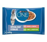 Purina One Gatto sbucciato in salsa pasto per gatti adulti salmone/tacchino 4 x 85 g