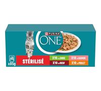 Purina ONE Sterilcat selezione di bustine - pollo, manzo, salmone, tacchino 40 x 85 g