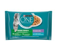 Purina One Indoor Cat Adult filettini in salsa multipack 4x85 gr (scadenza: 30/09/2025) - Vitello e carote - Tonno e fagiolini - 1° ORDINE? scegli lo sconto BZR5 / BZR20 + 200 punti fedeltà