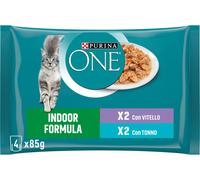Purina One Indoor Formula Cat Busta Multipack 4x85G VITELLO E TONNO