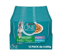 PURINA ONE Indoor Formula Cibo Umido per Gatti Adulti Filettini in salsa con Vitello, Tonno e Verdure 48 Buste da 85g