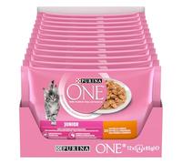 Purina One Kitten Junior Cibo Umido per Gattini 1-12 Mesi Filettini in Salsa con Pollo e Carote, 48 Buste da 85g Ciascuna