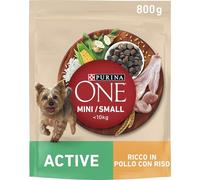 PURINA ONE Mini Small Active Crocchette per Cani Adulti con Pollo e Riso 8 Sacchi da 800g
