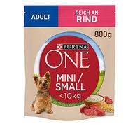 PURINA ONE Mini/Small Adult Cibo per cani di piccola taglia, per cani di piccola taglia, ricco di manzo e riso, confezione da 8 (8 x 800 g)
