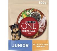 PURINA ONE Mini Small Junior Crocchette per cani cuccioli di piccola taglia con Pollo e Riso 8 Sacchi da 800g
