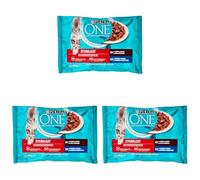 Purina One Sterilcat Filettini in salsa Cibo Umido per Gatti Sterilizzati con Anatra e Sardine, 4 buste da 85 g (Confezione da 3)