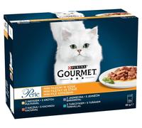 PURINA Perle Mini fileciki in salsa 12x85g tacchino, anatra, agnello e tonno, cibo umido per gatti